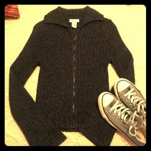 Black Marble Zip Up Sweater